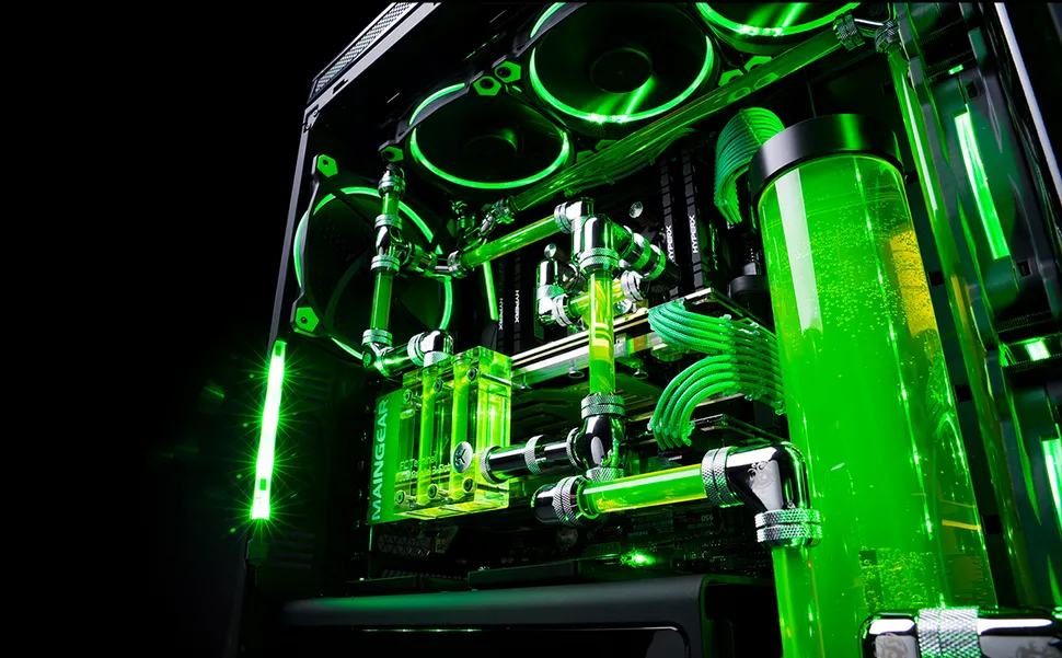 Custom gaming PC built in Aberdeen with glass panel and RGB lighting