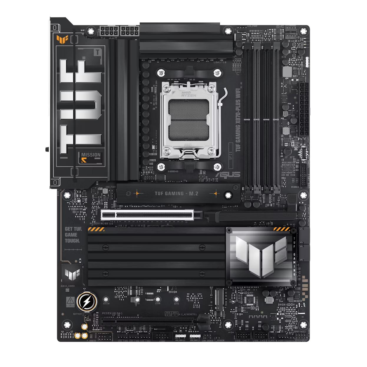 Asus TUF GAMING X870-PLUS WIFI ATX motherboard with DDR5, PCIe 5.0, WiFi 6, and AM5 socket