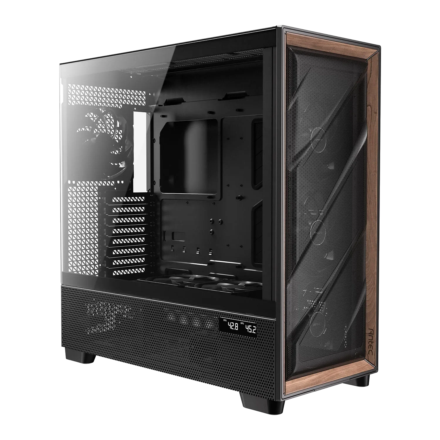 Antec Flux Pro Mid-Tower Case with F-LUX cooling system, tempered glass panel, and high-airflow design