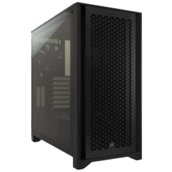 Corsair 4000D Airflow Mid-Tower Case with high airflow, pre-installed fans, tempered glass, ATX/Micro-ATX/Mini-ITX support