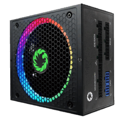GameMax RGB Rainbow 550W power supply with 120mm RGB fan and 80 Plus efficiency