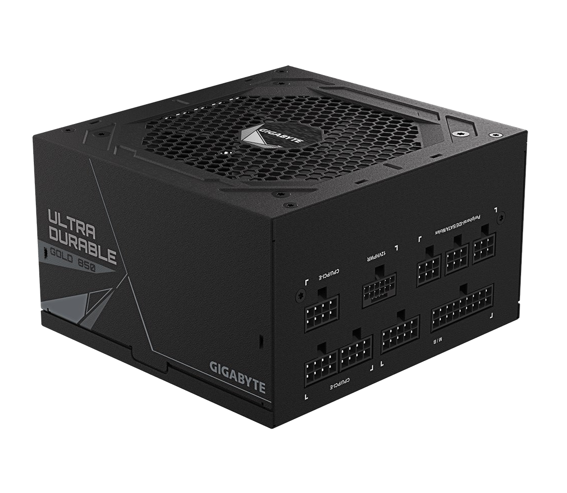 Gigabyte UD850GM PG5 850W 80+ Gold fully modular power supply with 12VHPWR connector and quiet 120mm fan