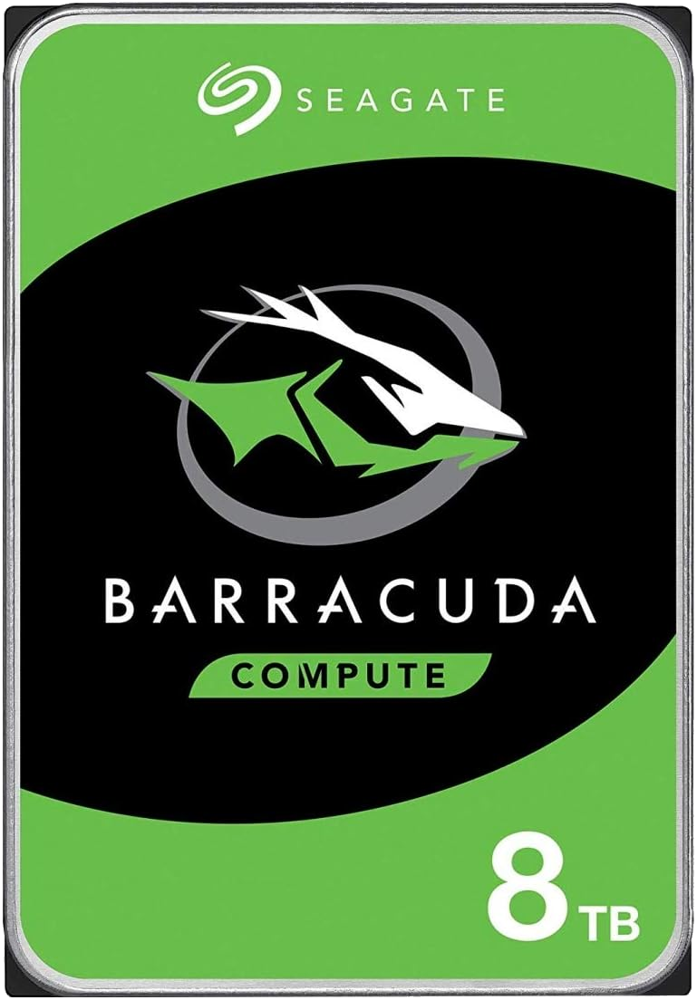 Seagate BarraCuda 8TB 3.5-inch 5400RPM hard drive for high-capacity desktop and media storage