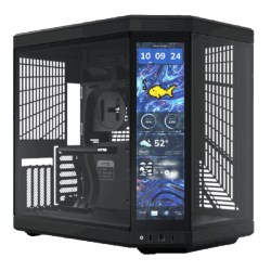 Hyte Y70 Touch Infinite mid-tower case with 14.1” touchscreen and dual tempered glass panels
