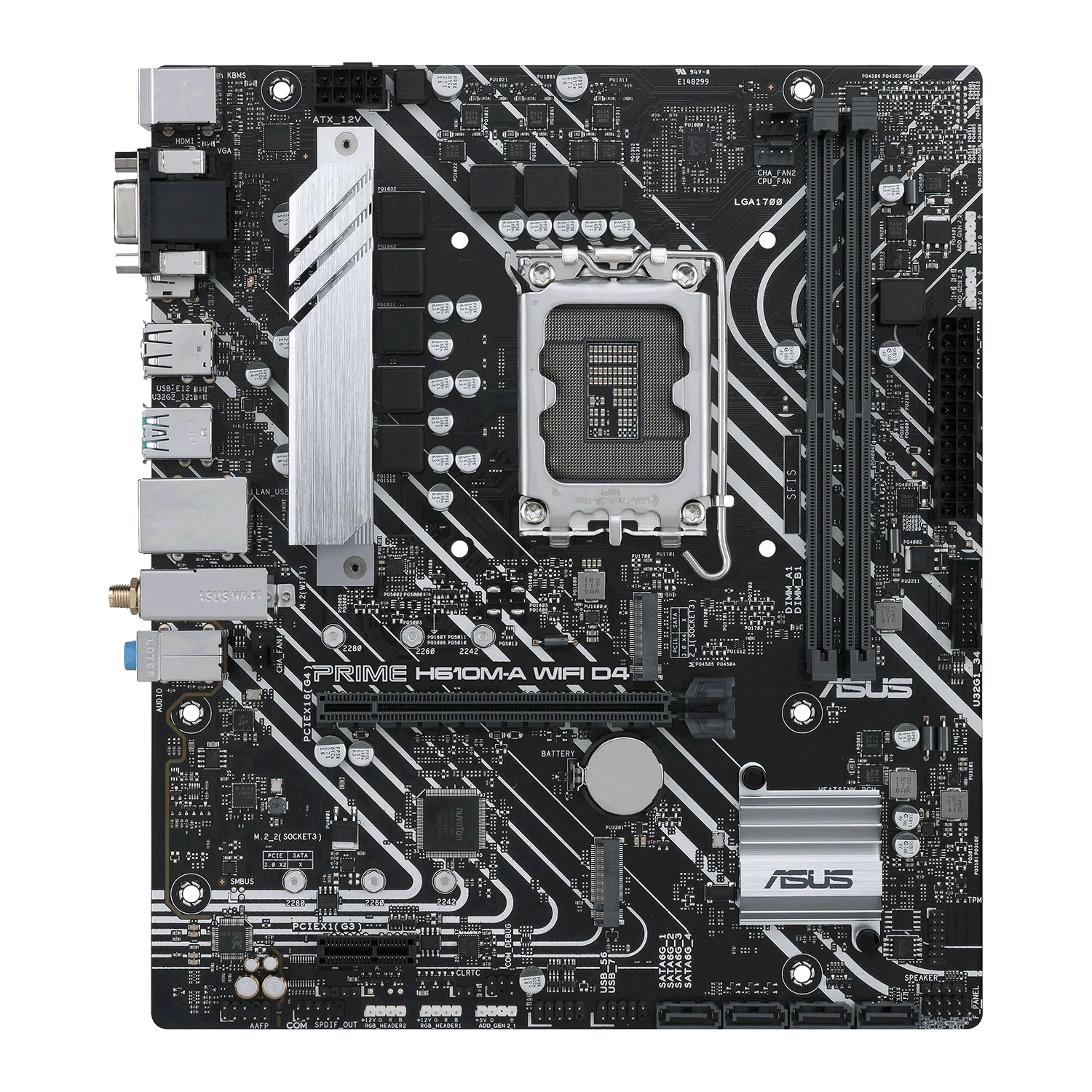 Asus PRIME H610M-A WIFI D4 Micro-ATX motherboard with DDR4, PCIe 4.0, and WiFi 5 for Intel LGA1700 processors