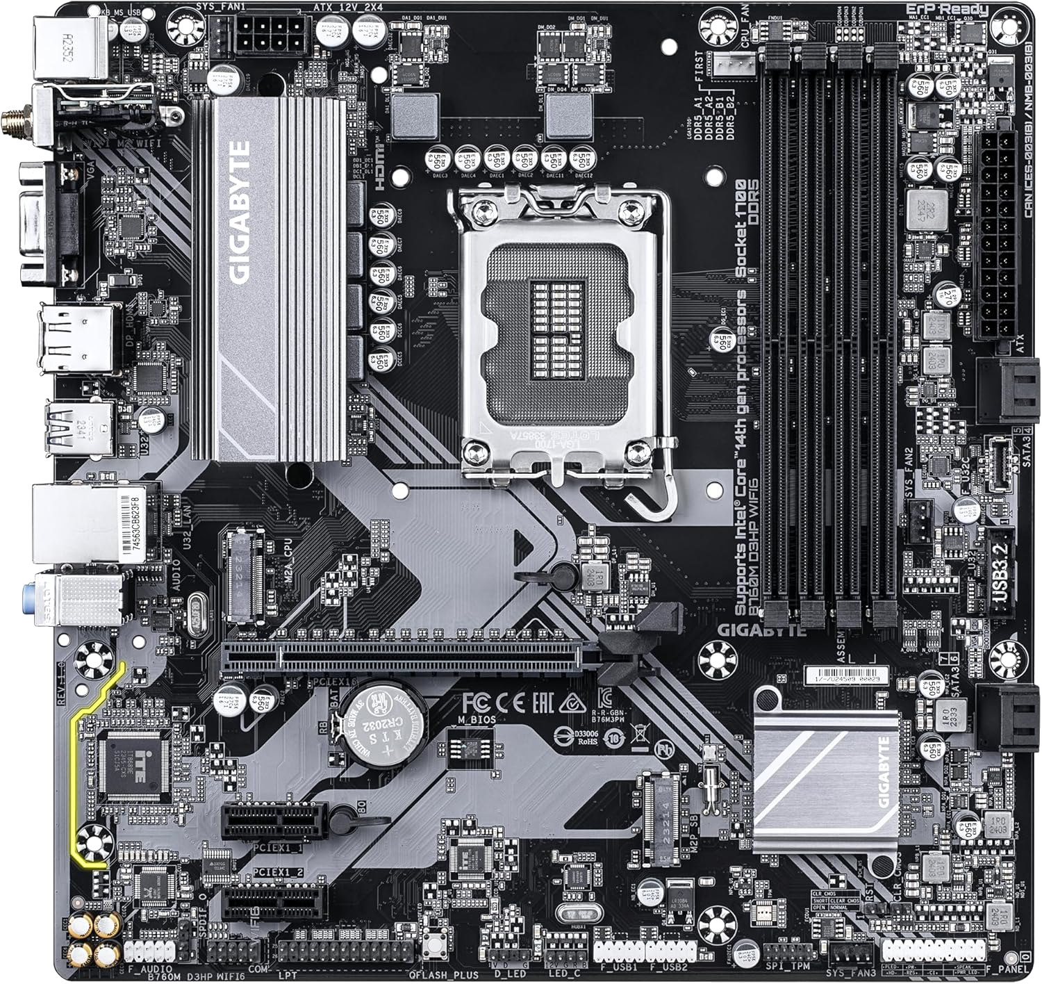 Gigabyte B760M D3HP WIFI6 Micro-ATX motherboard with Intel LGA1700 socket, DDR5, and Wi-Fi 6 connectivity