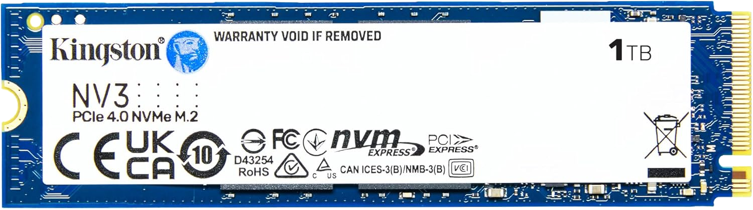 Kingston NV3 1TB NVMe M.2 SSD high-speed PCIe 4.0 storage for gaming and productivity PCs