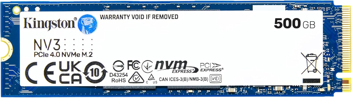 Kingston NV3 500GB NVMe M.2 SSD high-speed PCIe 4.0 storage for gaming and performance PCs