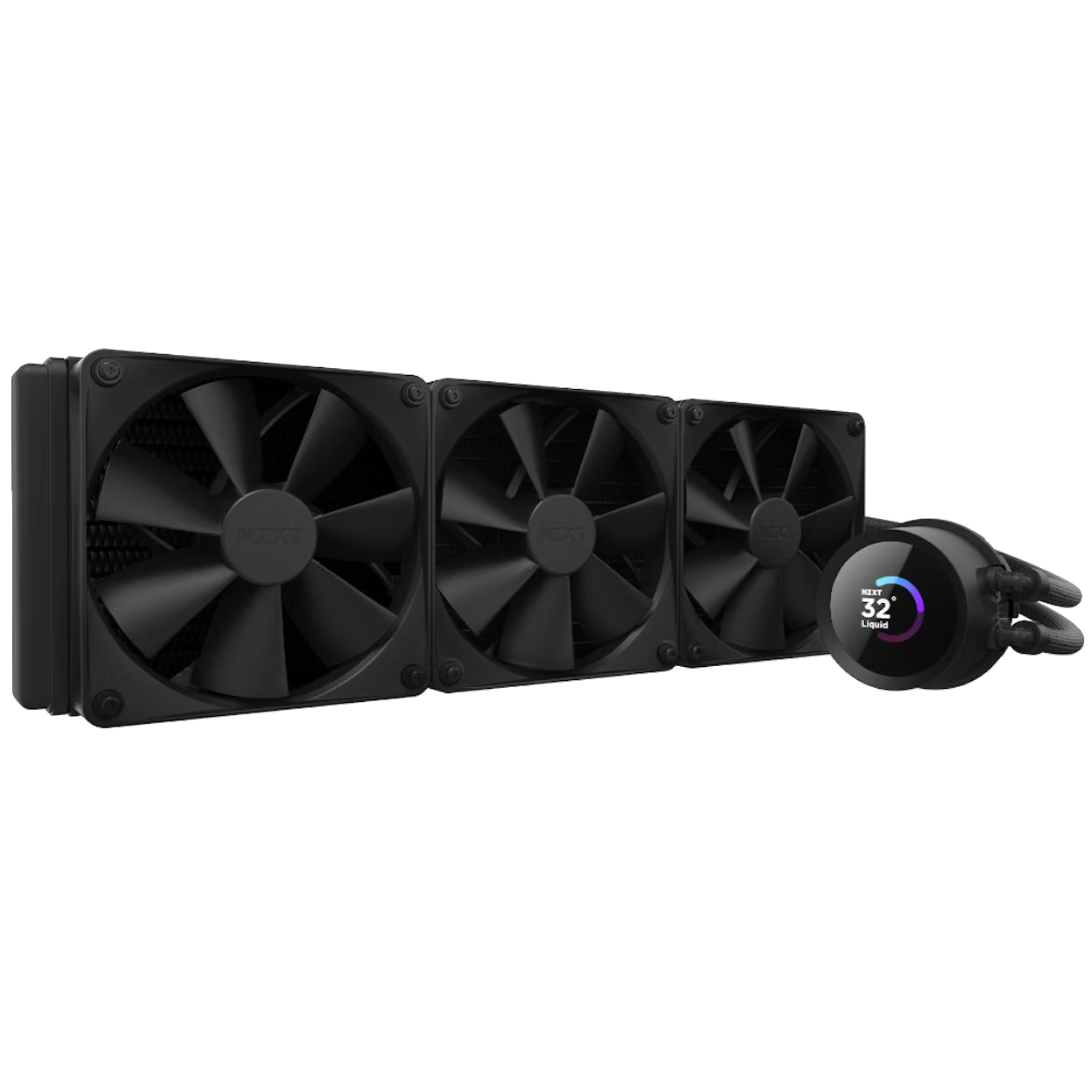 NZXT Kraken 360mm AIO Liquid Cooler with three F140 PWM fans and 2.36″ LCD display
