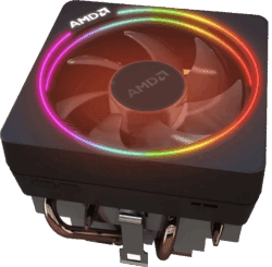 AMD Wraith Prism air CPU cooler with RGB lighting and copper base